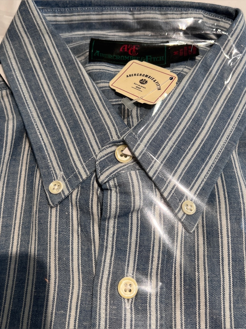 Vintage Abercrombie and Fitch Men's M Cotton Short Sleeve Striped Polo